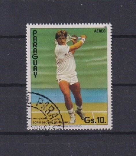 Sport Tennis Paraguay Boris Becker Wimbledon Aero Gestempelt 1986 Mit Gummierung